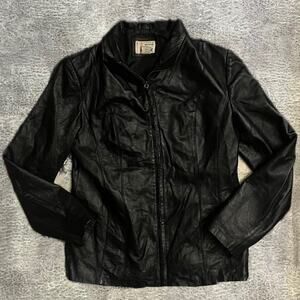 Black faux y2k leather jacket